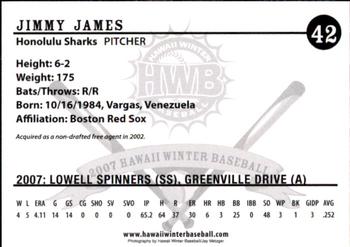 2007 Honolulu Sharks #NNO Jimmy James Back