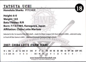 2007 Honolulu Sharks #NNO Tatsuya Uchi Back