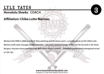 2007 Honolulu Sharks #NNO Lyle Yates Back