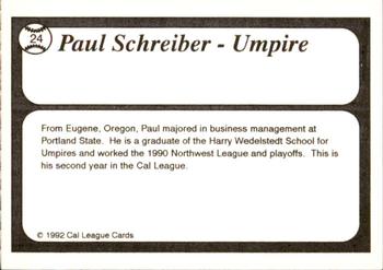 1992 Cal League All-Stars #24 Paul Schreiber Back