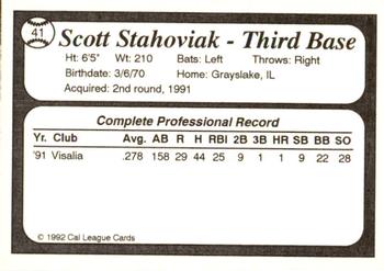 1992 Cal League All-Stars #41 Scott Stahoviak Back