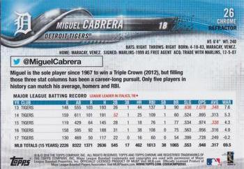 2018 Topps Chrome - Refractor #26 Miguel Cabrera Back