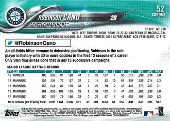 2018 Topps Chrome - Prism Refractor #52 Robinson Cano Back