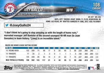2018 Topps Chrome - Prism Refractor #108 Joey Gallo Back
