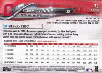 2018 Topps Chrome - Sepia Refractor #73 Francisco Lindor Back