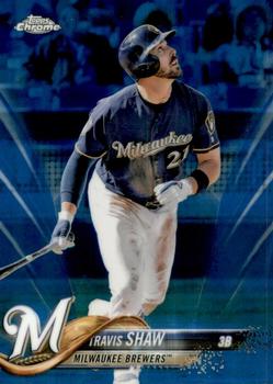 2018 Topps Chrome - Blue Refractor #105 Travis Shaw Front