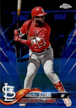 2018 Topps Chrome - Blue Refractor #149 Marcell Ozuna Front