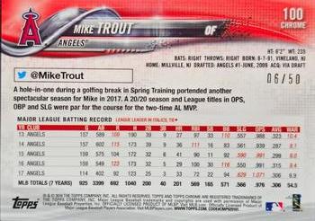2018 Topps Chrome - Gold Wave Refractor #100 Mike Trout Back