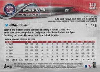 2018 Topps Chrome - Gold Wave Refractor #140 Brian Dozier Back