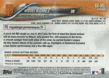 2018 Topps Chrome - Rookie Autographs #RA-MG Miguel Gomez Back