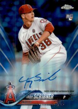 2018 Topps Chrome - Rookie Autographs Blue Refractor #RA-TS Troy Scribner Front