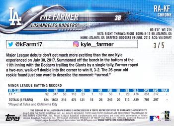2018 Topps Chrome - Rookie Autographs Red Refractor #RA-KF Kyle Farmer Back