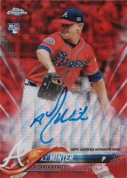 2018 Topps Chrome - Rookie Autographs Red Wave Refractor #RA-AM A.J. Minter Front