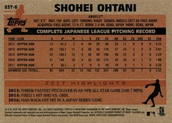 2018 Topps Chrome - 1983 Topps Baseball 35th Anniversary Refractor #83T-6 Shohei Ohtani Back