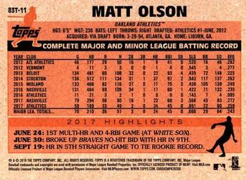 2018 Topps Chrome - 1983 Topps Baseball 35th Anniversary Refractor #83T-11 Matt Olson Back