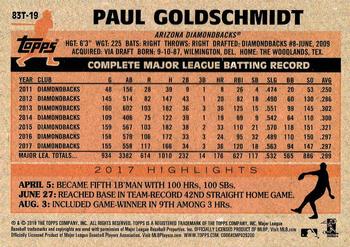 2018 Topps Chrome - 1983 Topps Baseball 35th Anniversary Refractor #83T-19 Paul Goldschmidt Back