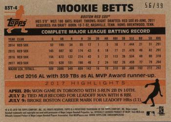 2018 Topps Chrome - 1983 Topps Baseball 35th Anniversary Green Refractor #83T-4 Mookie Betts Back