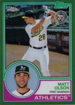 2018 Topps Chrome - 1983 Topps Baseball 35th Anniversary Green Refractor #83T-11 Matt Olson Front
