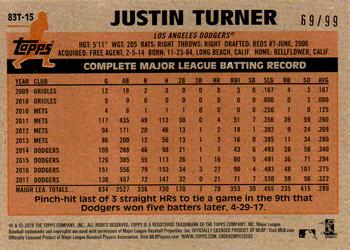 2018 Topps Chrome - 1983 Topps Baseball 35th Anniversary Green Refractor #83T-15 Justin Turner Back