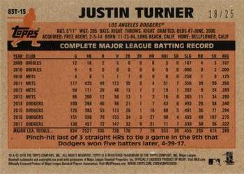 2018 Topps Chrome - 1983 Topps Baseball 35th Anniversary Orange Refractor #83T-15 Justin Turner Back