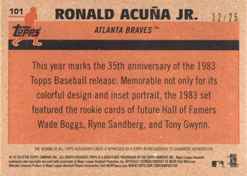 2018 Topps Chrome - 1983 Topps Baseball 35th Anniversary Autographs Orange Refractor #101 Ronald Acuna Back