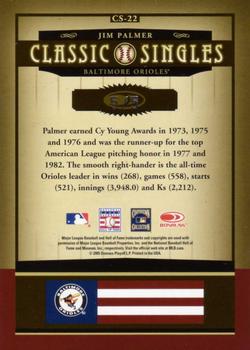 2005 Donruss Classics - Classic Singles Signature #CS-22 Jim Palmer Back