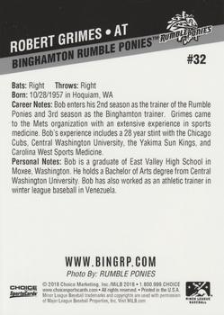 2018 Choice Binghamton Rumble Ponies #32 Robert Grimes Back
