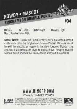 2018 Choice Binghamton Rumble Ponies #34 Rowdy Back