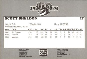 1994 Burger King Huntsville Stars #NNO Scott Sheldon Back