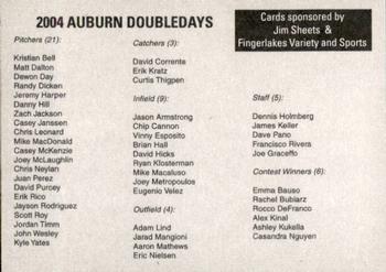2004 Auburn Doubledays #1 Team Photo Back