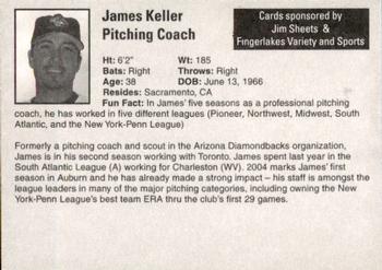 2004 Auburn Doubledays #17 James Keller Back