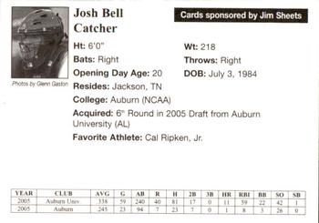 2005 Auburn Doubledays #4 Josh Bell Back