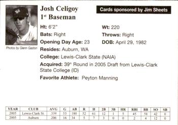 2005 Auburn Doubledays #11 Josh Celigoy Back
