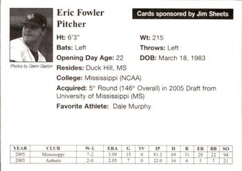 2005 Auburn Doubledays #15 Eric Fowler Back