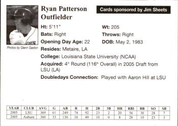 2005 Auburn Doubledays #22 Ryan Patterson Back