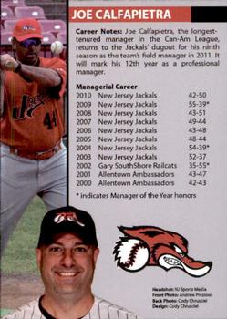2011 New Jersey Jackals #3 Joe Calfapietra Back