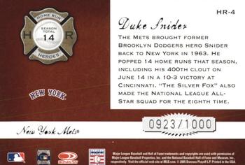 2005 Donruss Classics - Home Run Heroes #HR-4 Duke Snider Back
