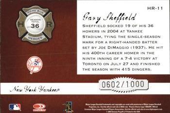 2005 Donruss Classics - Home Run Heroes #HR-11 Gary Sheffield Back