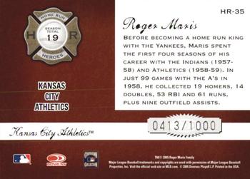 2005 Donruss Classics - Home Run Heroes #HR-35 Roger Maris Back