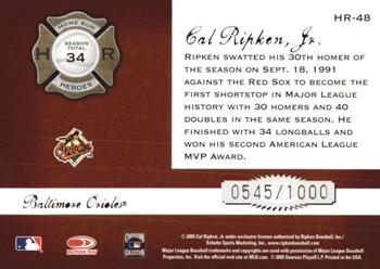 2005 Donruss Classics - Home Run Heroes #HR-48 Cal Ripken Jr. Back