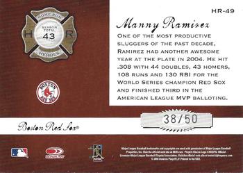 2005 Donruss Classics - Home Run Heroes Gold #HR-49 Manny Ramirez Back