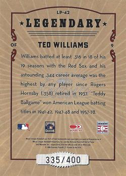 2005 Donruss Classics - Legendary Lumberjacks #LP-42 Ted Williams Back