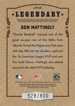 2005 Donruss Classics - Legendary Players #LP-10 Don Mattingly Back