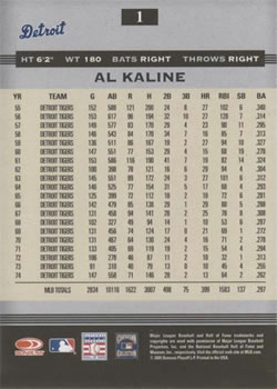 2005 Donruss Greats #1 Al Kaline Back