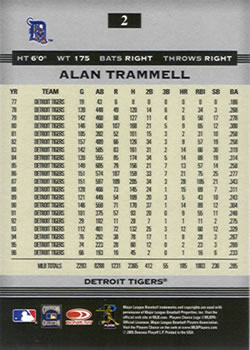 2005 Donruss Greats #2 Alan Trammell Back
