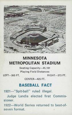 1969 Fleer Patches - Stadium Cards #NNO Minnesota-Metropolitan Stadium Front