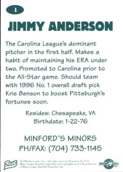 1996 Best Carolina League All-Stars 2 #4 Jimmy Anderson Back