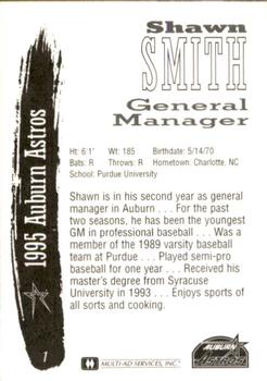 1995 Multi-Ad Auburn Astros #1 Shawn Smith Back