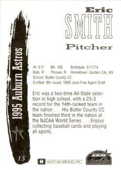 1995 Multi-Ad Auburn Astros #15 Eric Smith Back