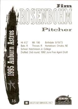 1995 Multi-Ad Auburn Astros #16 Jim Rosenbohm Back